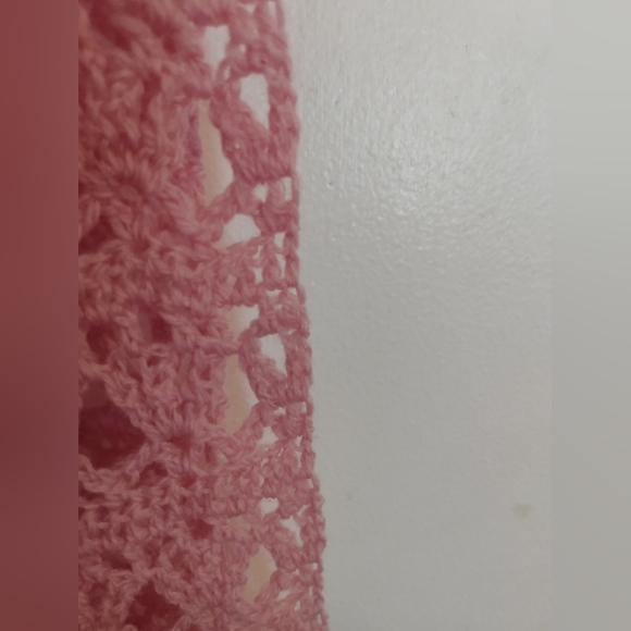 Women's New Pink Wool Blend Handmade Crocheted Shawl Size 14X88 Inches - Picture 7 of 10
